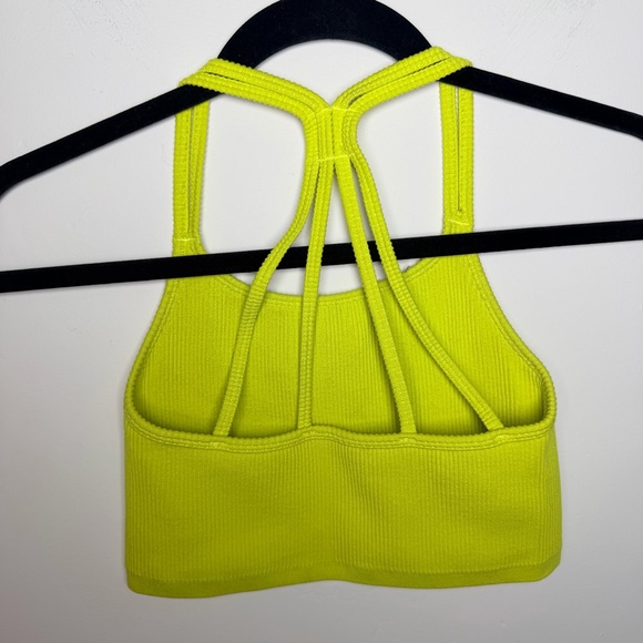 Forever 21 matching set activewear Neon Yellow Green lime short sport bra Small - Picture 4 of 6